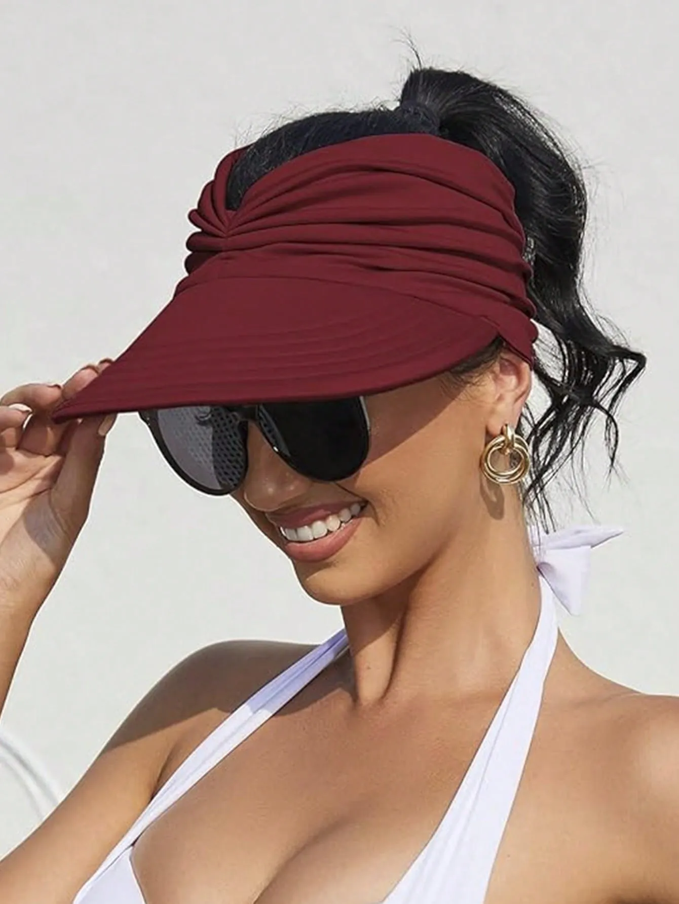 1 Pc Women Sun Visor Hat Wide Brim Summer Sun Hats UPF 50  UV Protection Beach Hats Foldable Golf Visor For Women
