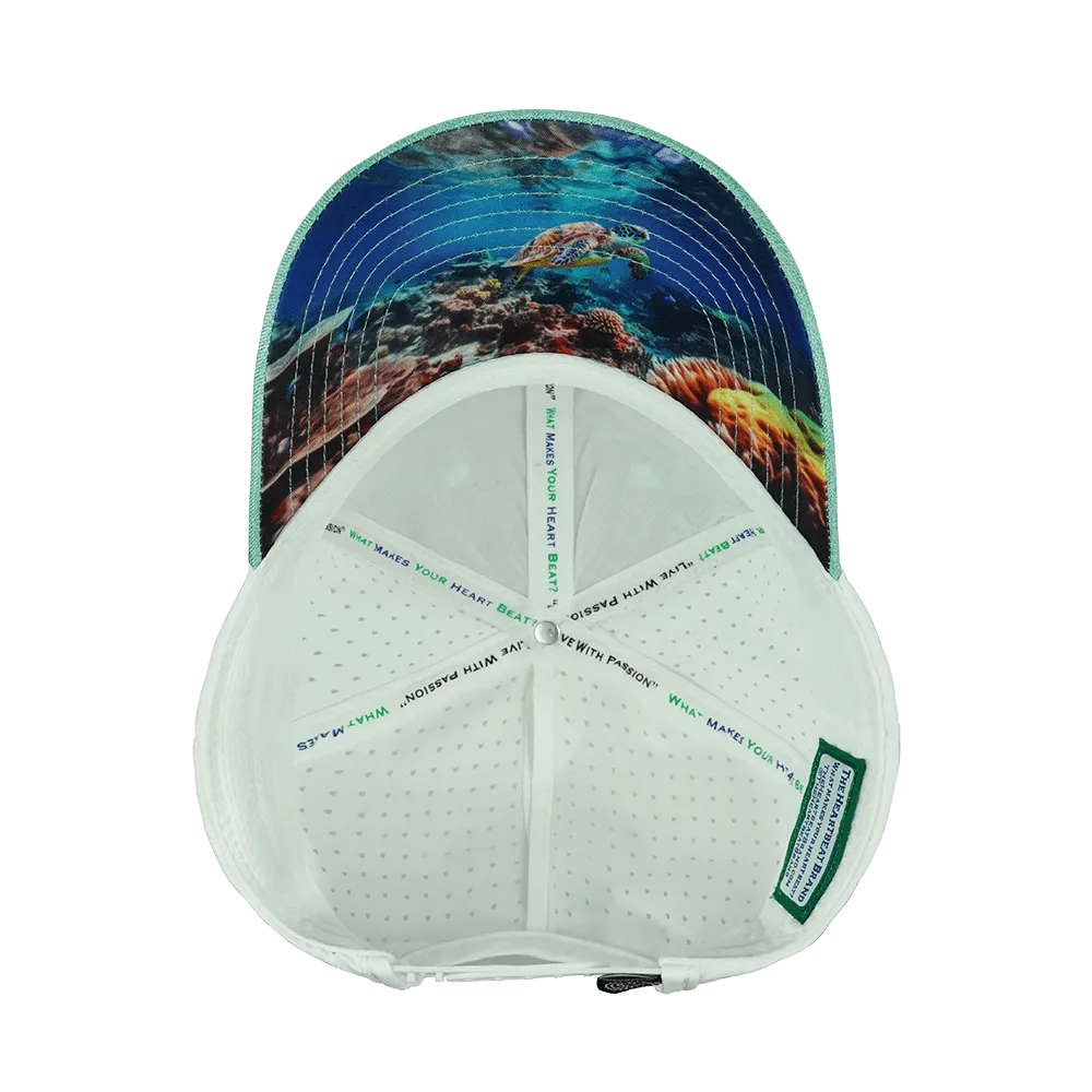 Beach Hat | Low Profile | Ponytail | Teal - White