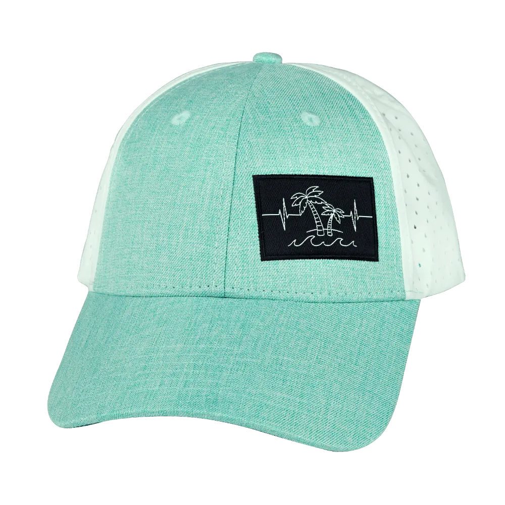 Beach Hat | Low Profile | Ponytail | Teal - White