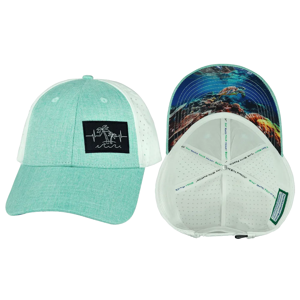 Beach Hat | Low Profile | Ponytail | Teal - White