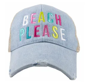 Beach Please Trucker Hat - Denim Blue
