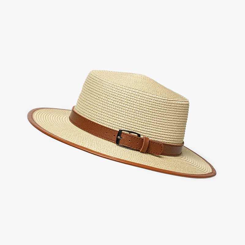 BeauToday Wide Rimmed Brim Straw Hats with Adjustable Strap Decoration for Women