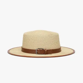 BeauToday Wide Rimmed Brim Straw Hats with Adjustable Strap Decoration for Women