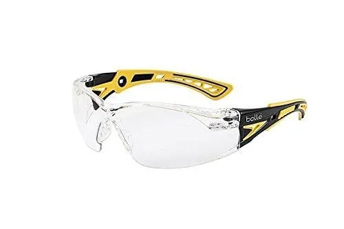 Bolle Safety Rush  Safety Glasses, Small Yellow & Black Frame, Clear Lenses