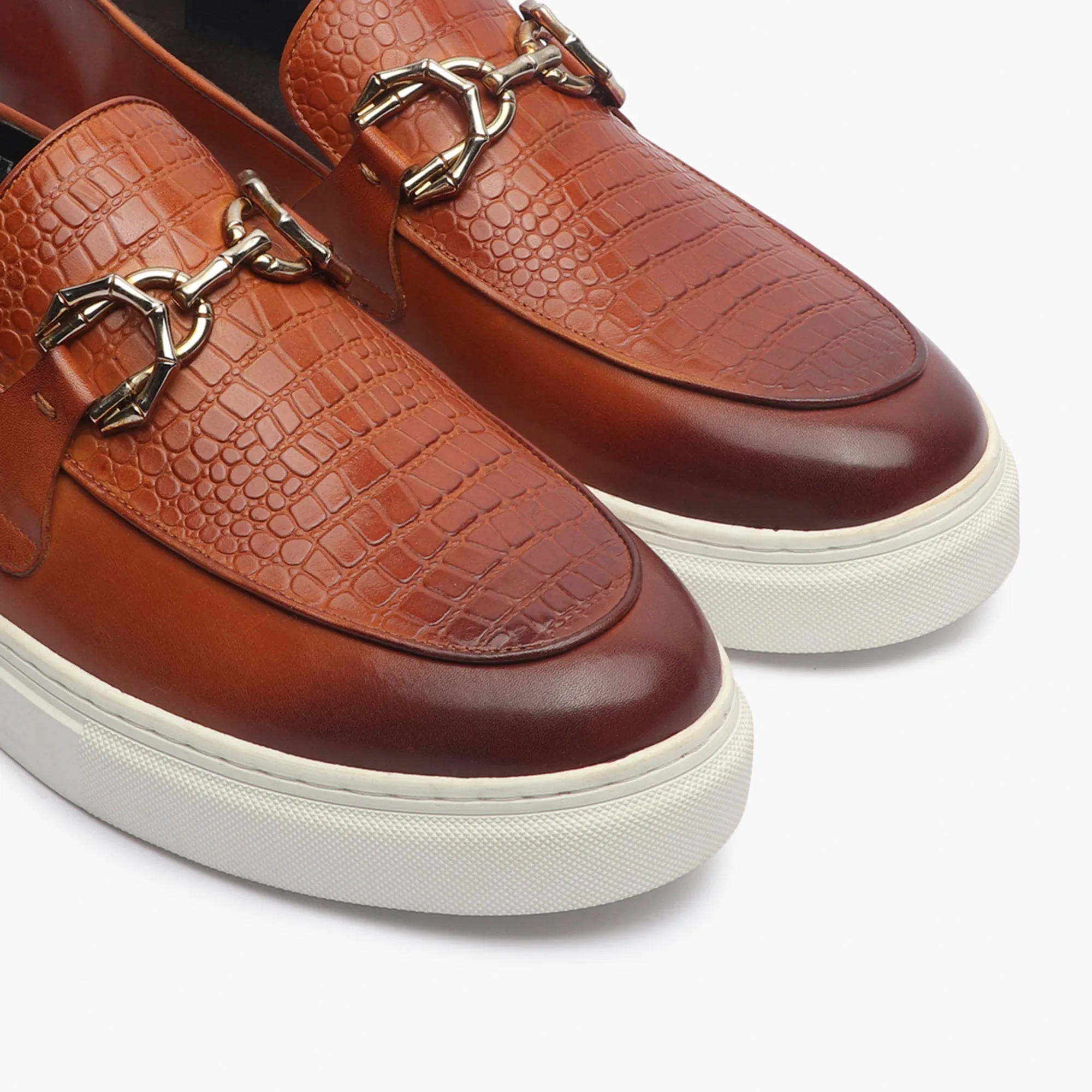 Casual Croc Print Slip Ons with Metal Bit