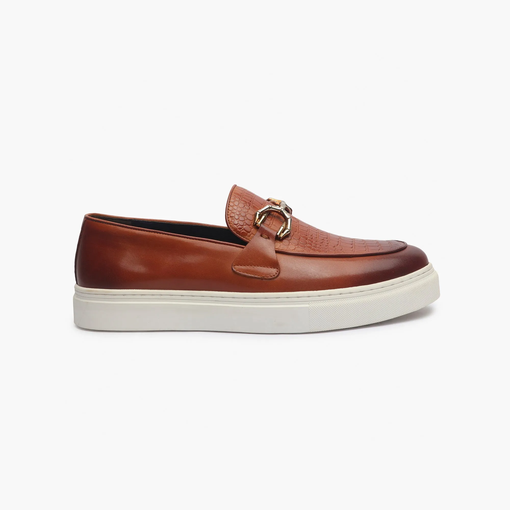 Casual Croc Print Slip Ons with Metal Bit