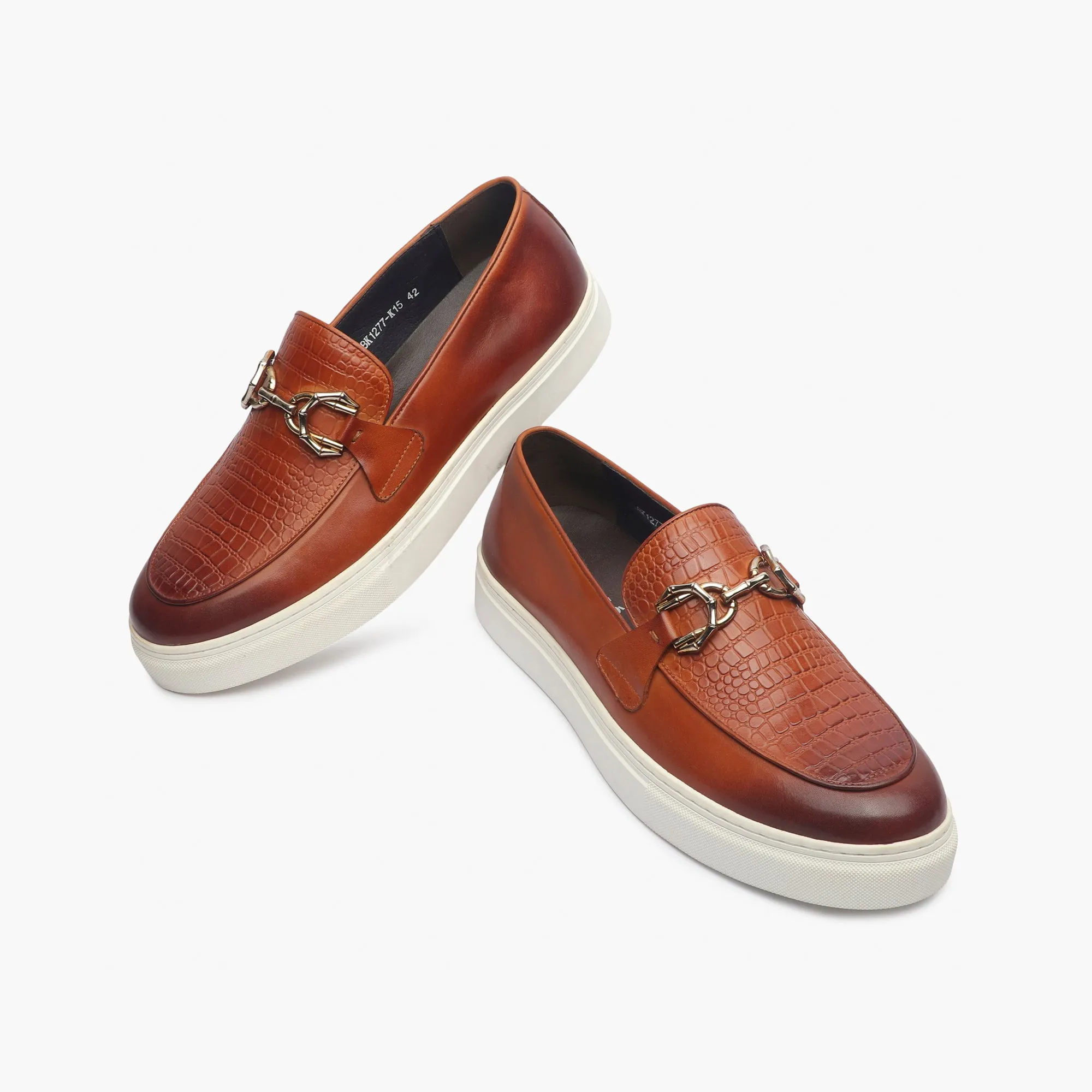 Casual Croc Print Slip Ons with Metal Bit