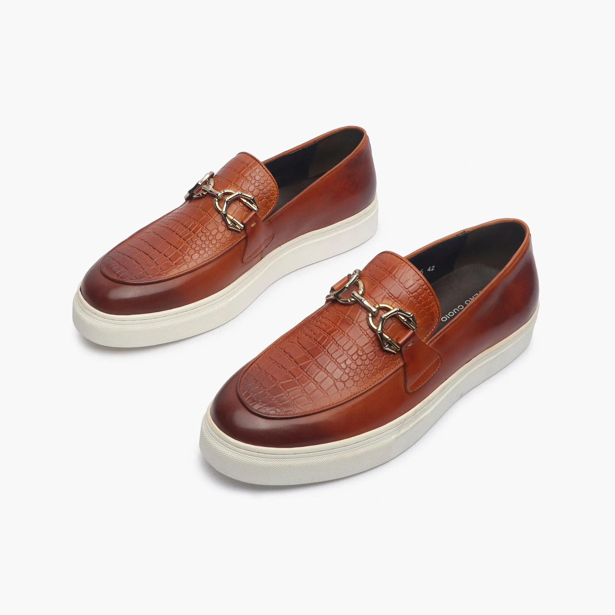 Casual Croc Print Slip Ons with Metal Bit