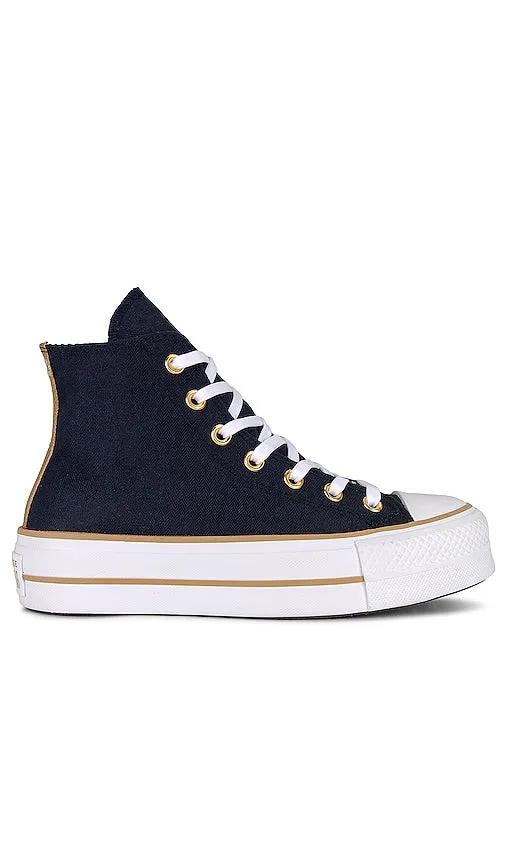 Converse Chuck Taylor All Star Lift Platform Herringbone Stripe Sneaker in Black