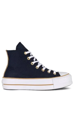 Converse Chuck Taylor All Star Lift Platform Herringbone Stripe Sneaker in Black