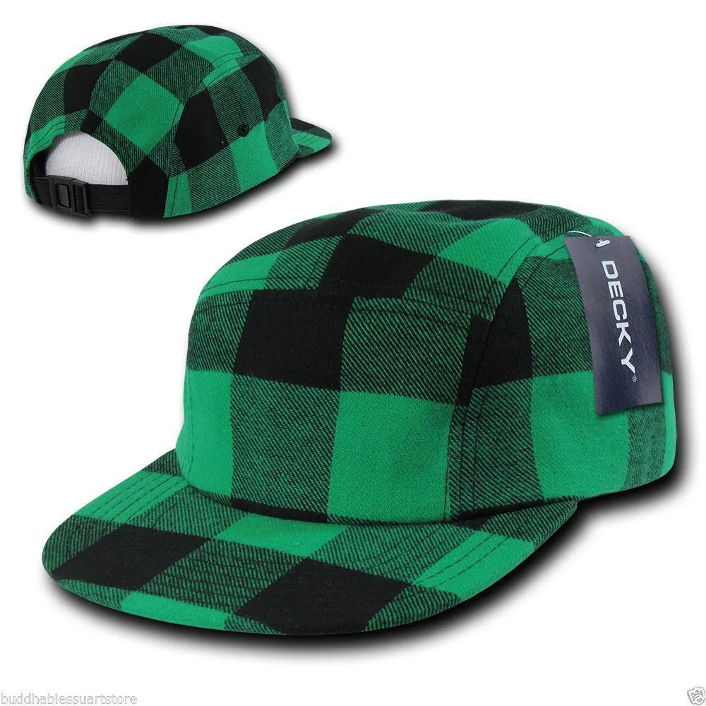 Decky Racer Jockey 5 Panel Biker Solid Plaid Camouflage Caps Hats