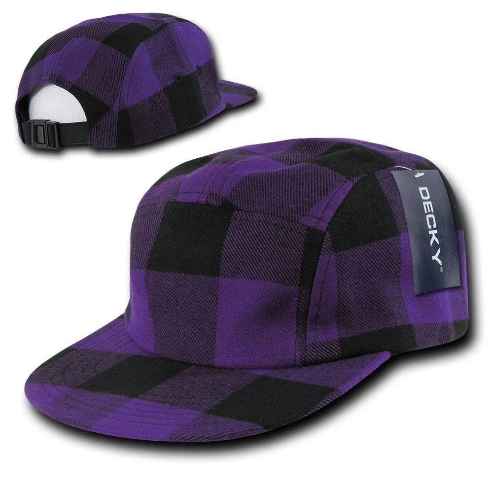 Decky Racer Jockey 5 Panel Biker Solid Plaid Camouflage Caps Hats