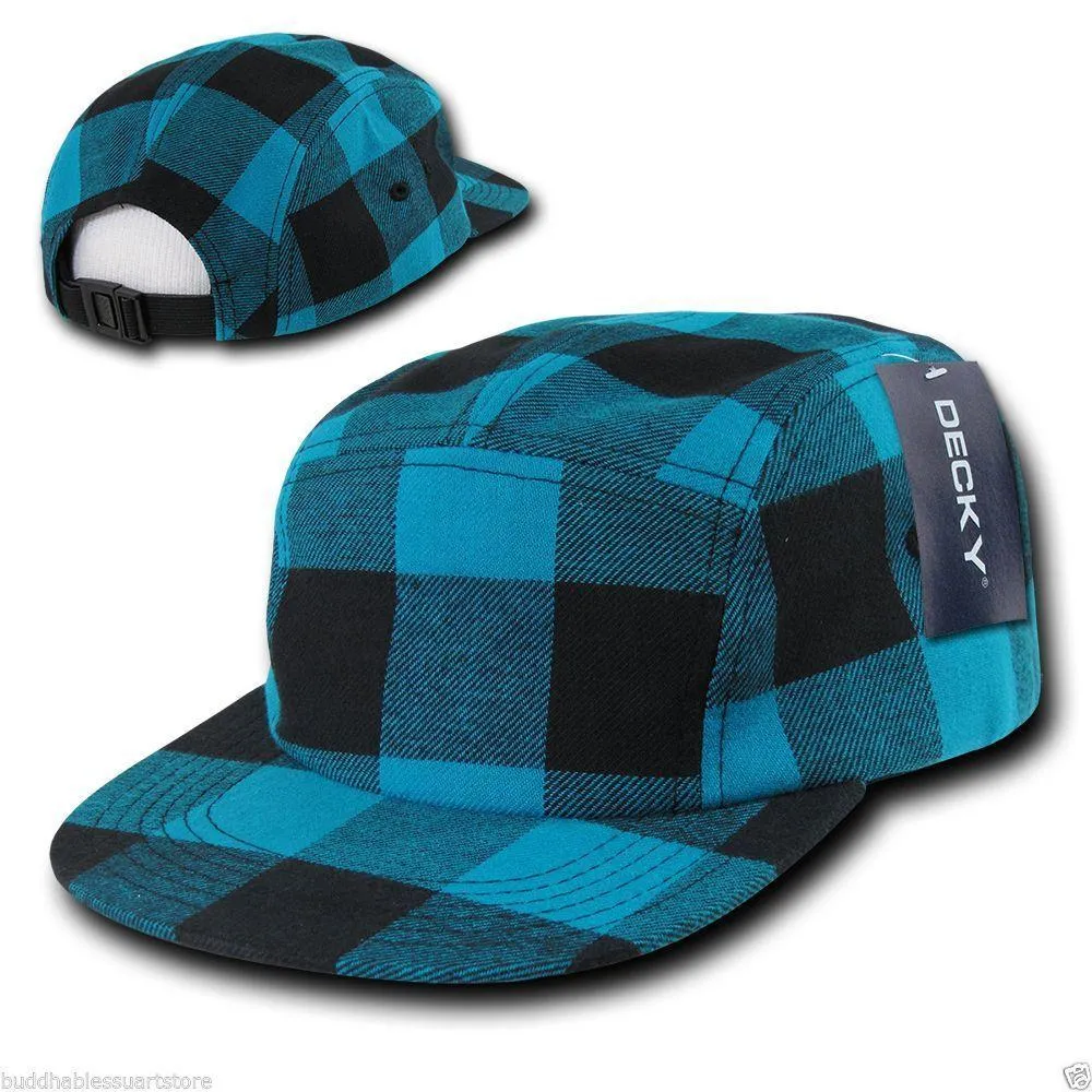 Decky Racer Jockey 5 Panel Biker Solid Plaid Camouflage Caps Hats