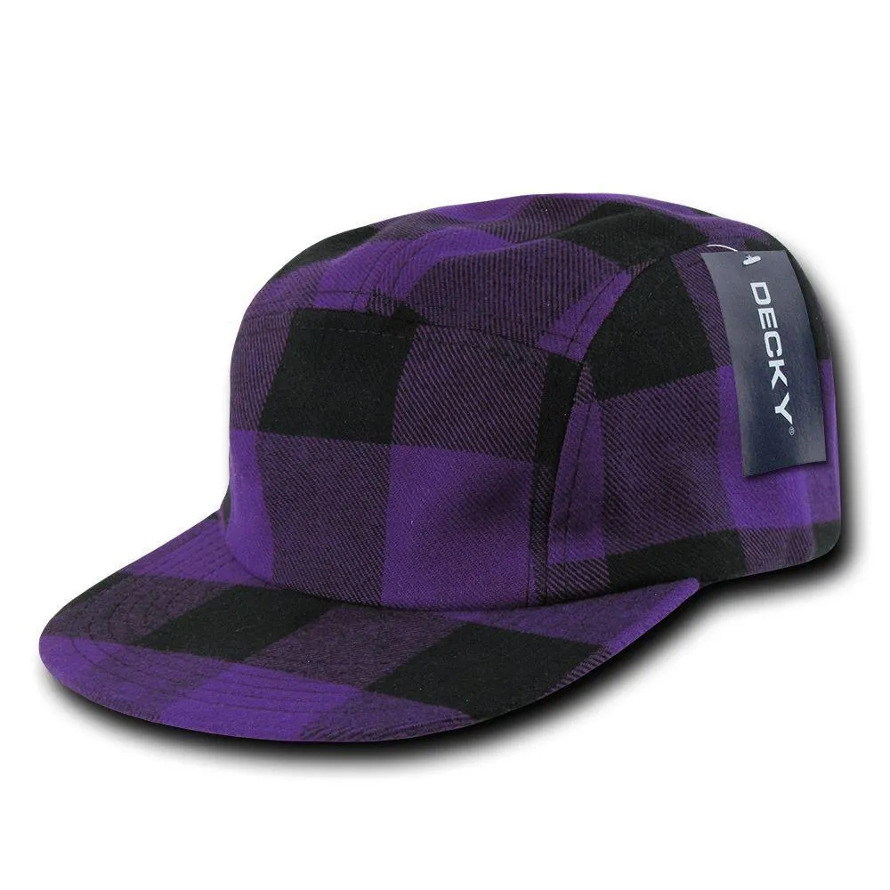 Decky Racer Jockey 5 Panel Biker Solid Plaid Camouflage Caps Hats