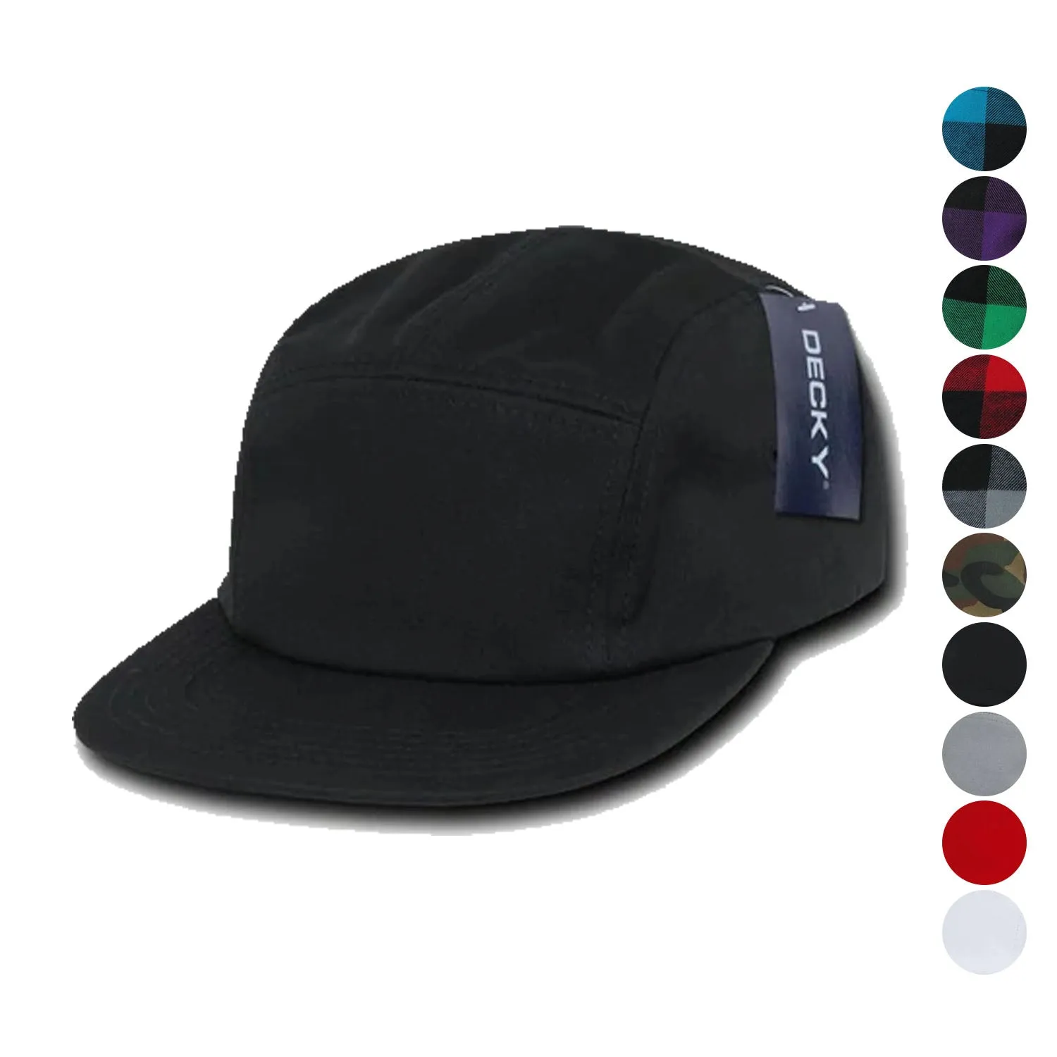 Decky Racer Jockey 5 Panel Biker Solid Plaid Camouflage Caps Hats
