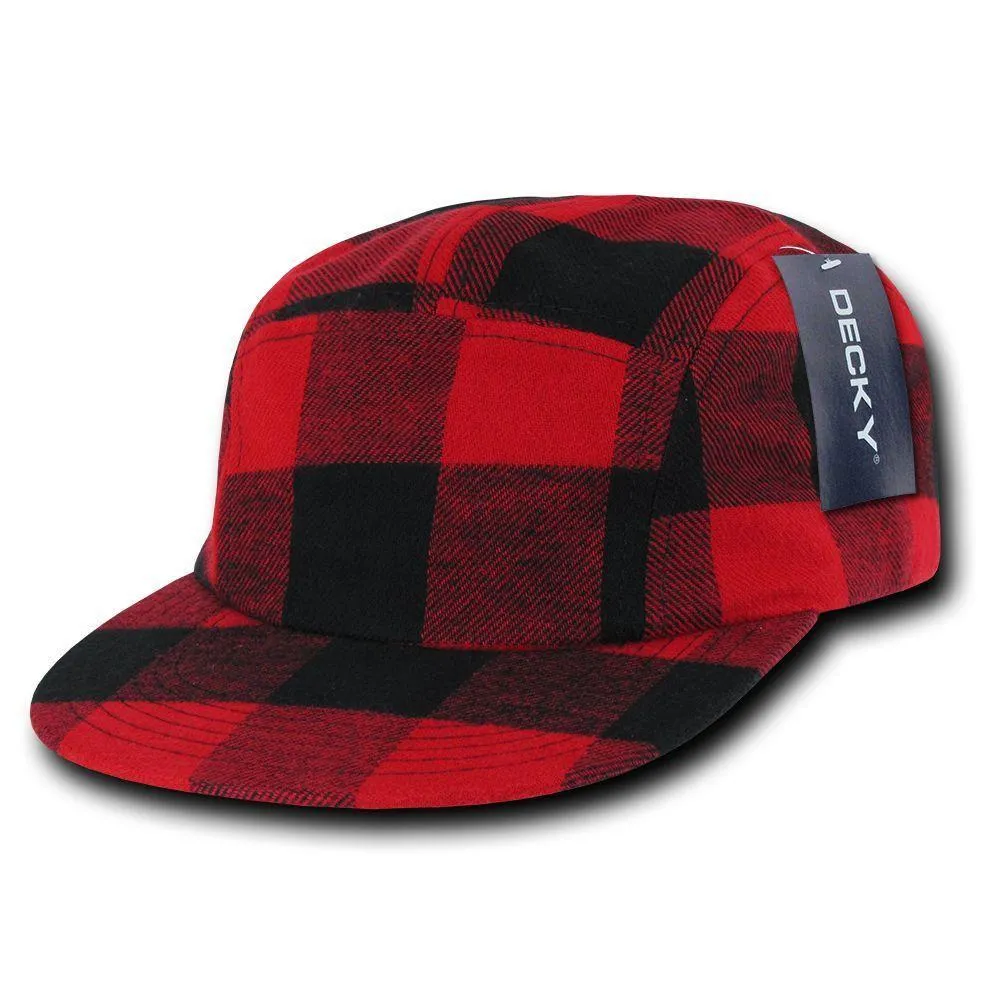 Decky Racer Jockey 5 Panel Biker Solid Plaid Camouflage Caps Hats