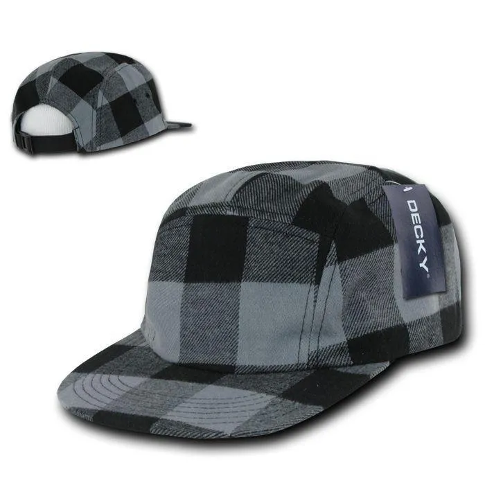 Decky Racer Jockey 5 Panel Biker Solid Plaid Camouflage Caps Hats