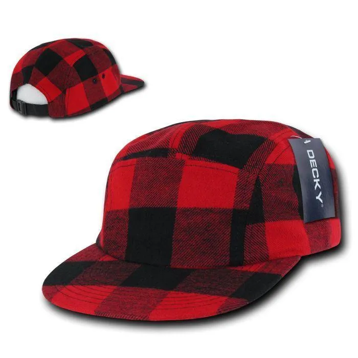 Decky Racer Jockey 5 Panel Biker Solid Plaid Camouflage Caps Hats