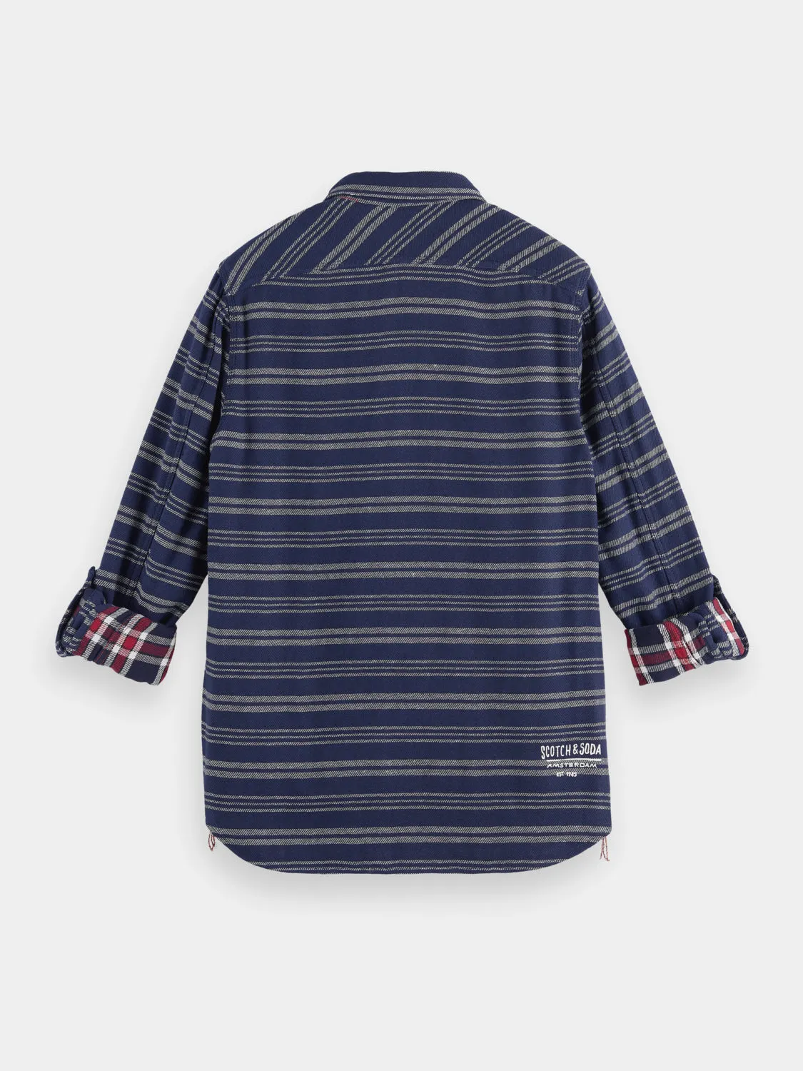 Double-faced twill check shirt