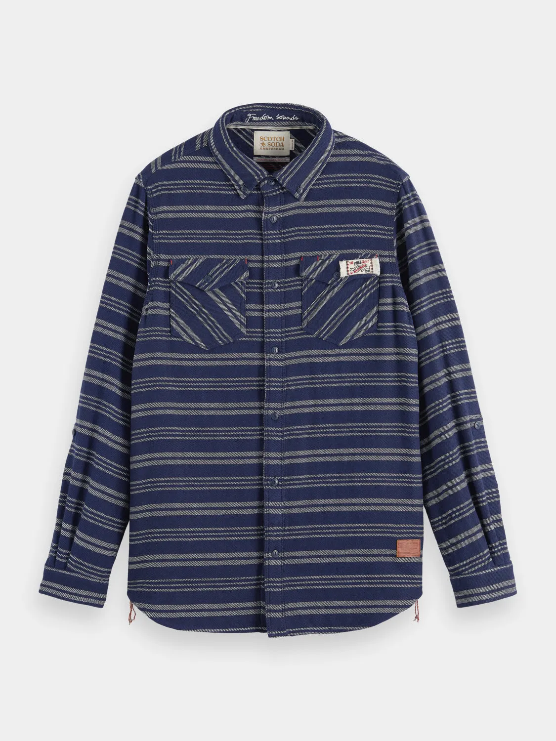 Double-faced twill check shirt