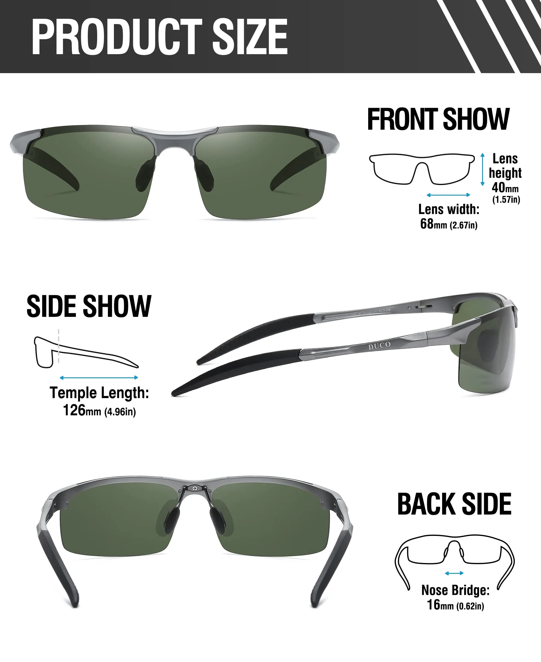 DUCO Men's Polarized Sunglasses for Fishing Driving 8177s