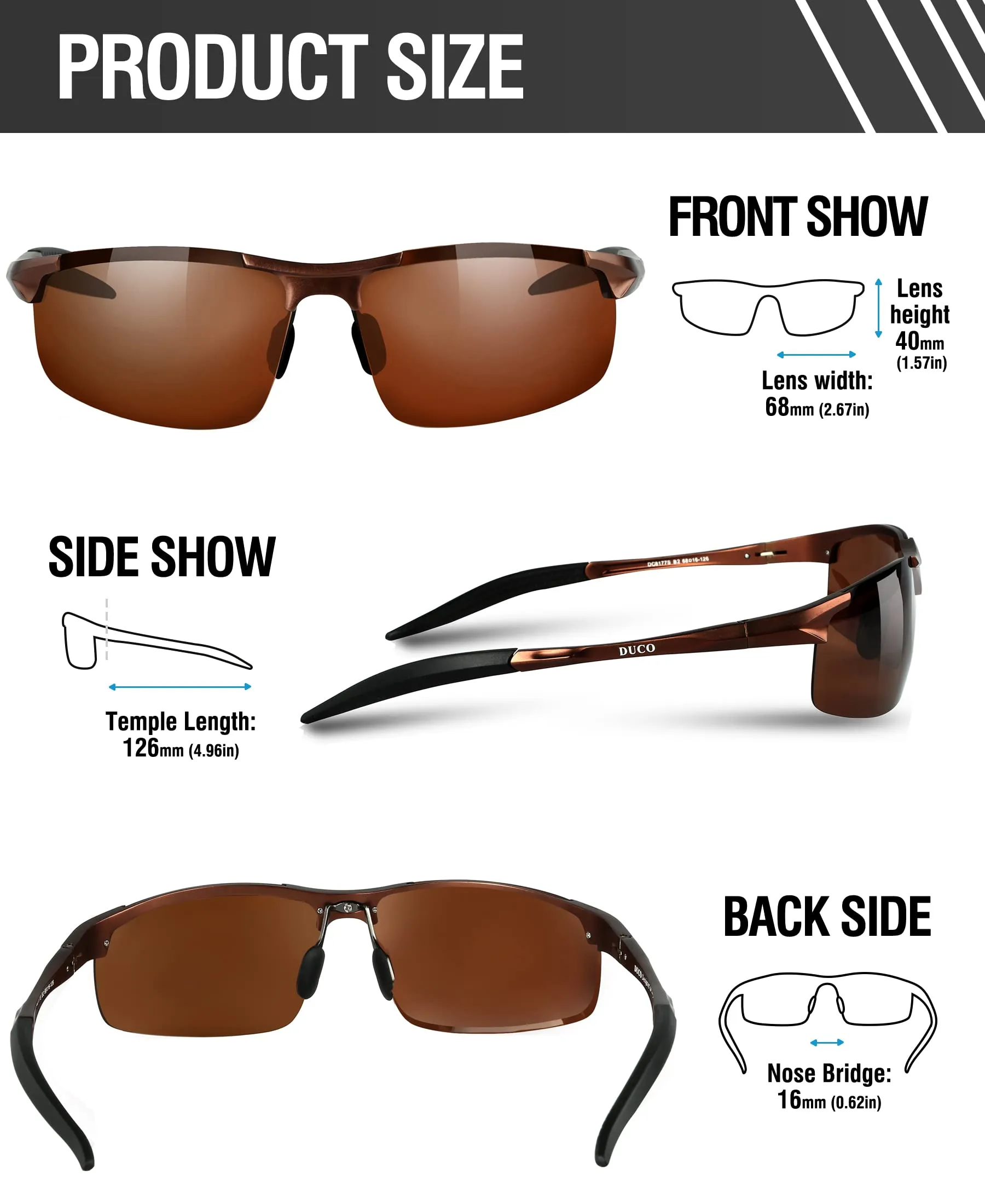 DUCO Men's Polarized Sunglasses for Fishing Driving 8177s