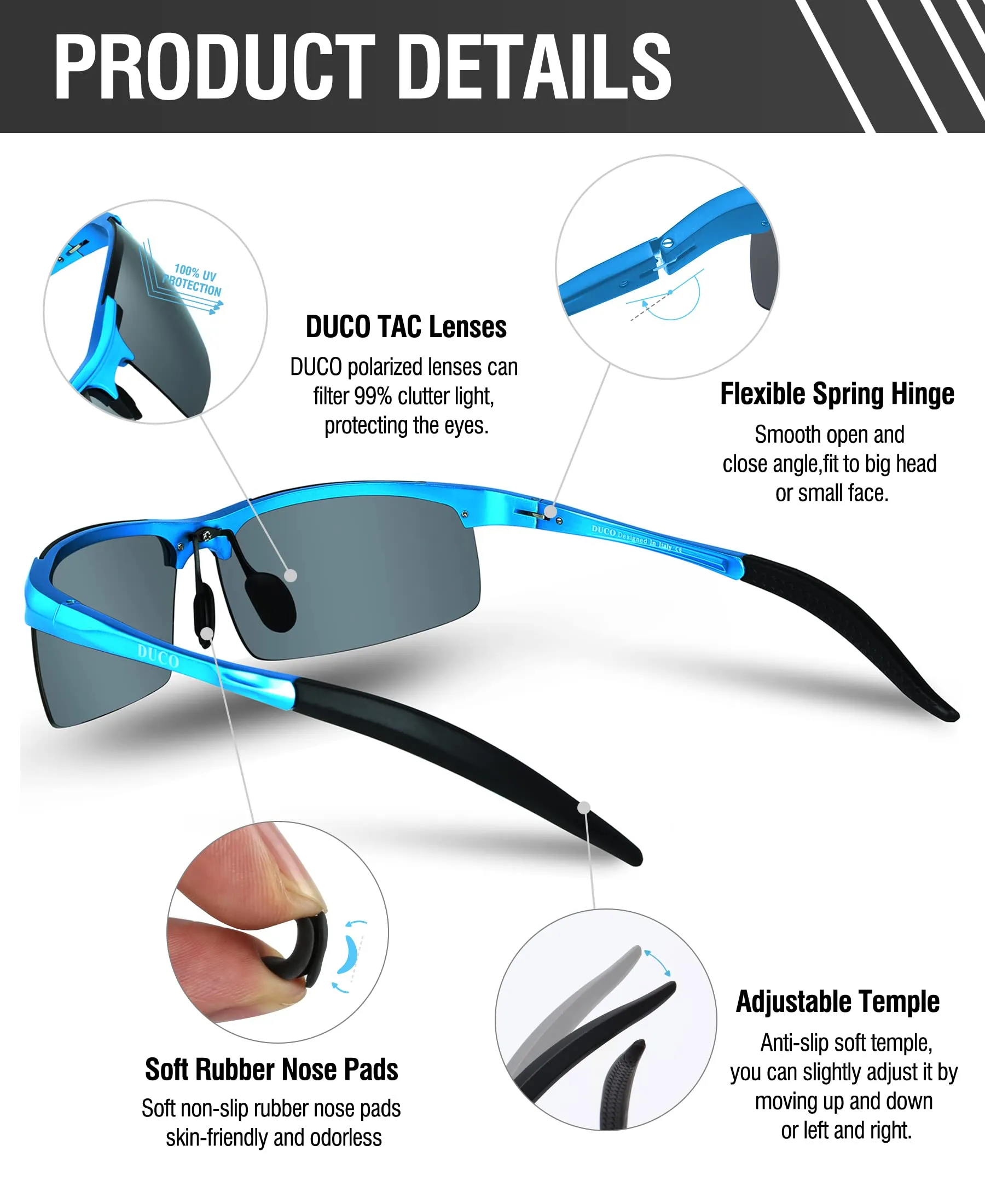 DUCO Men's Polarized Sunglasses for Fishing Driving 8177s