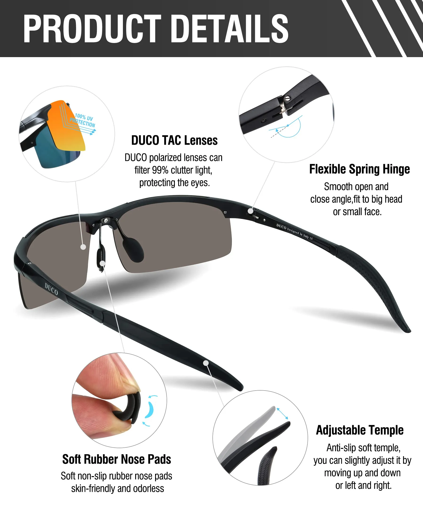 DUCO Men's Polarized Sunglasses for Fishing Driving 8177s