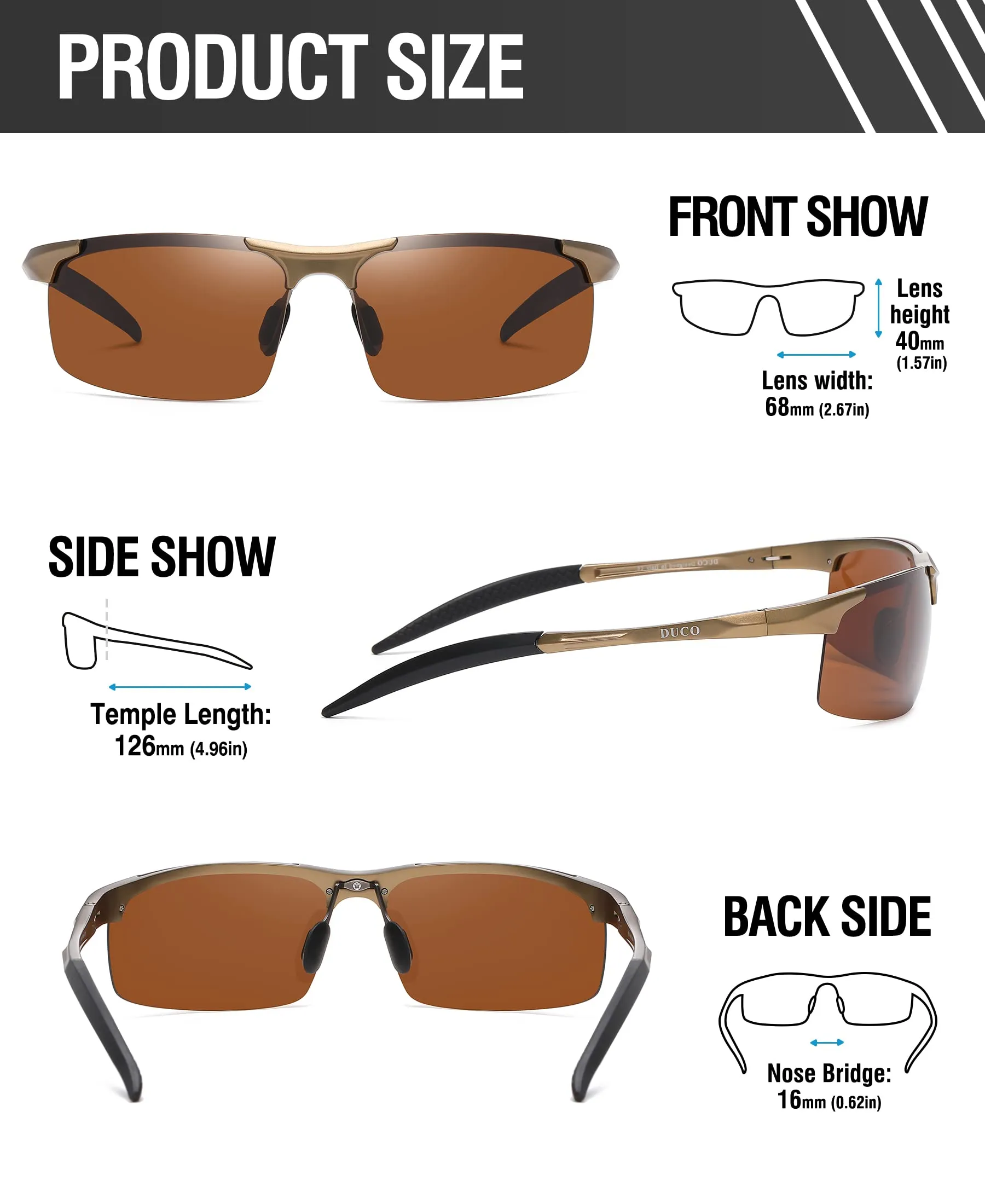 DUCO Men's Polarized Sunglasses for Fishing Driving 8177s