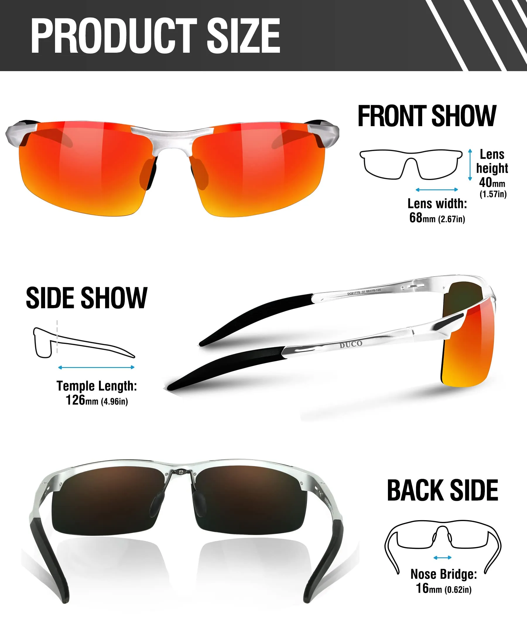 DUCO Men's Polarized Sunglasses for Fishing Driving 8177s