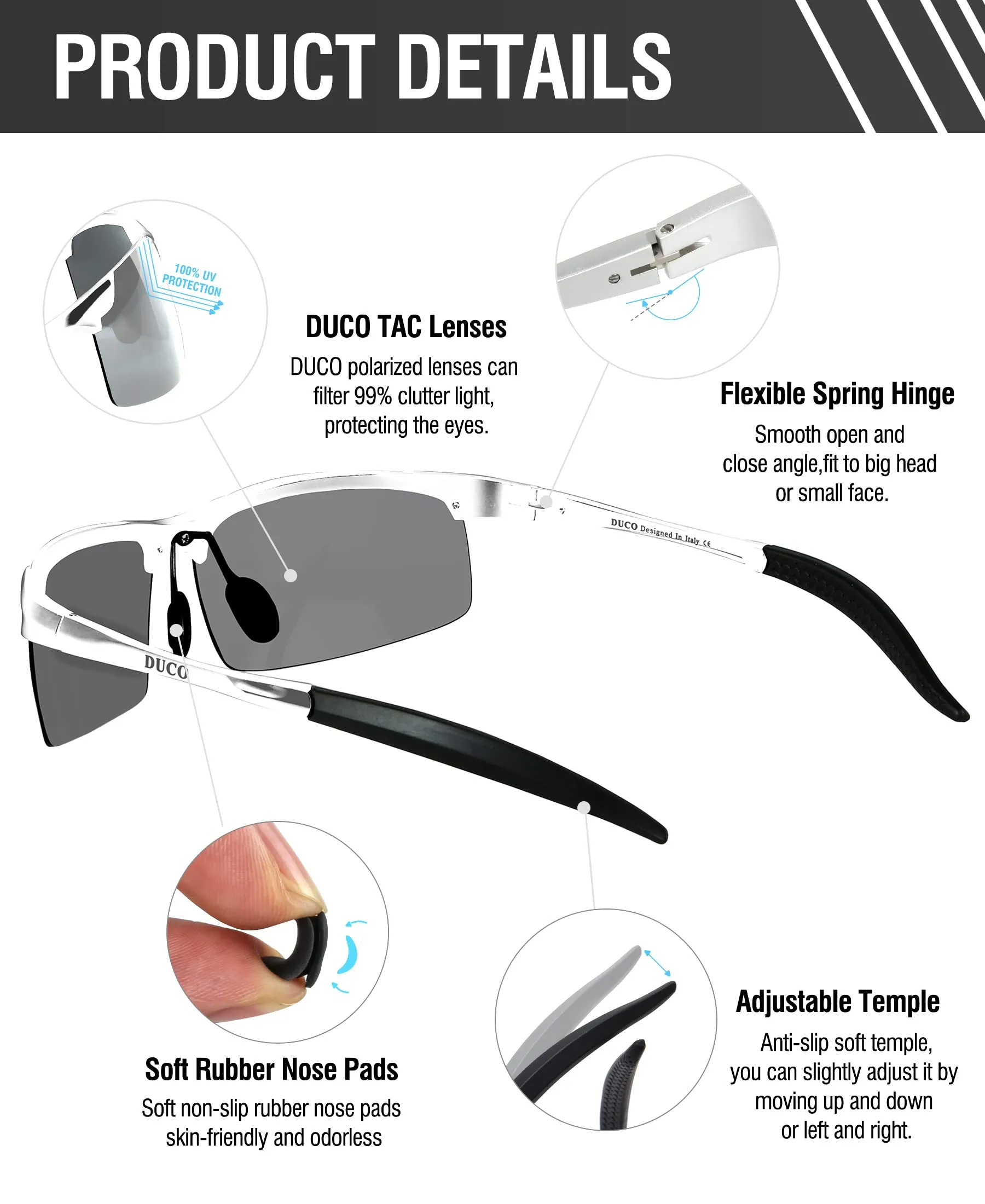 DUCO Men's Polarized Sunglasses for Fishing Driving 8177s