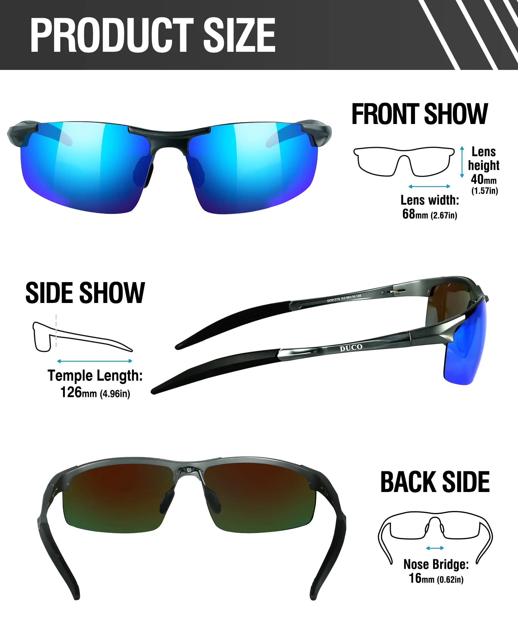 DUCO Men's Polarized Sunglasses for Fishing Driving 8177s