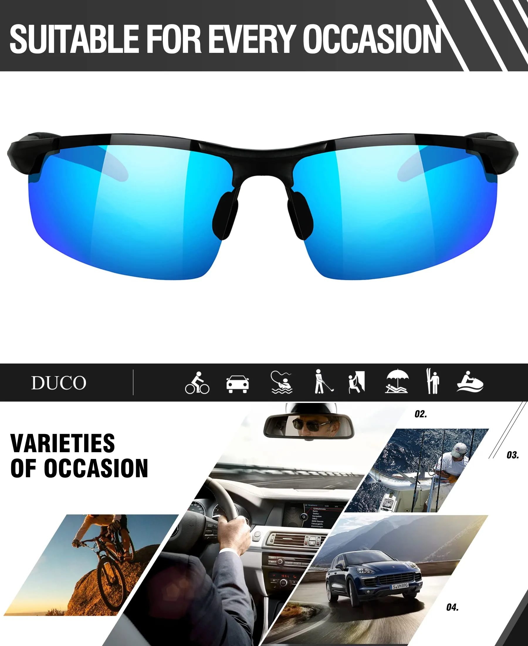 DUCO Men's Polarized Sunglasses for Fishing Driving 8177s
