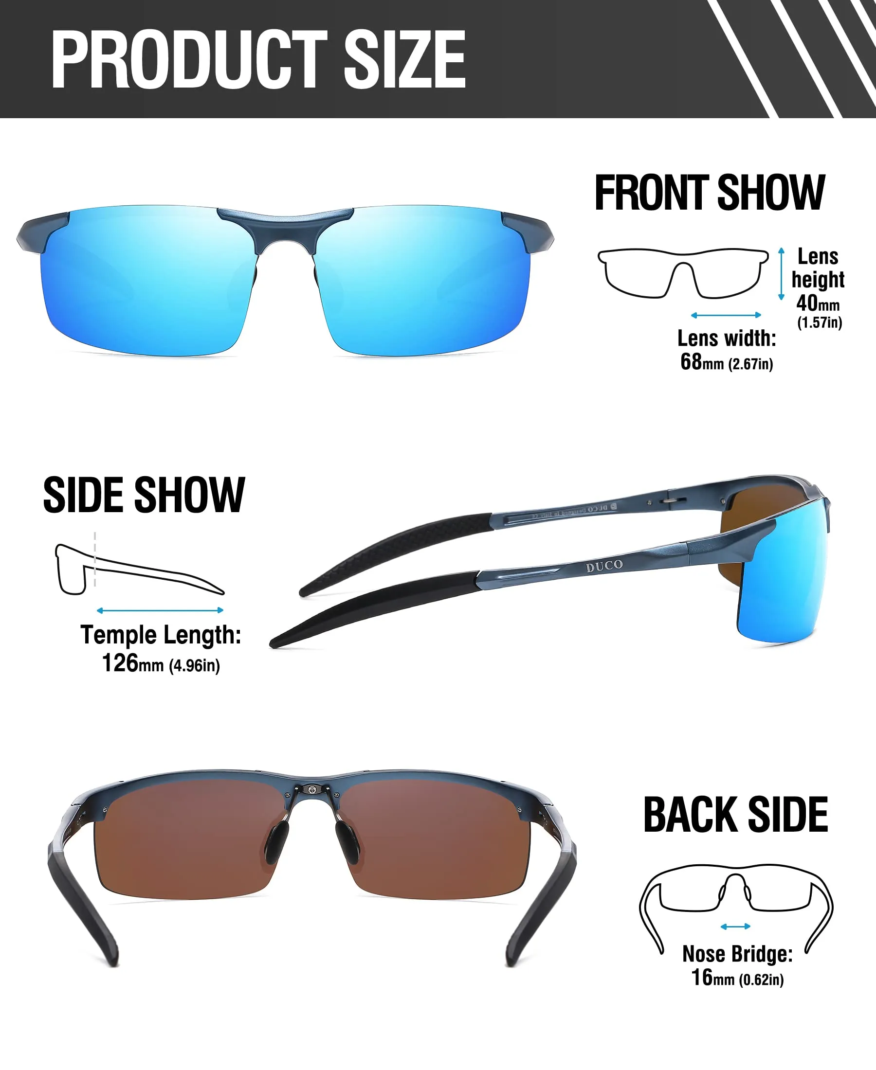 DUCO Men's Polarized Sunglasses for Fishing Driving 8177s