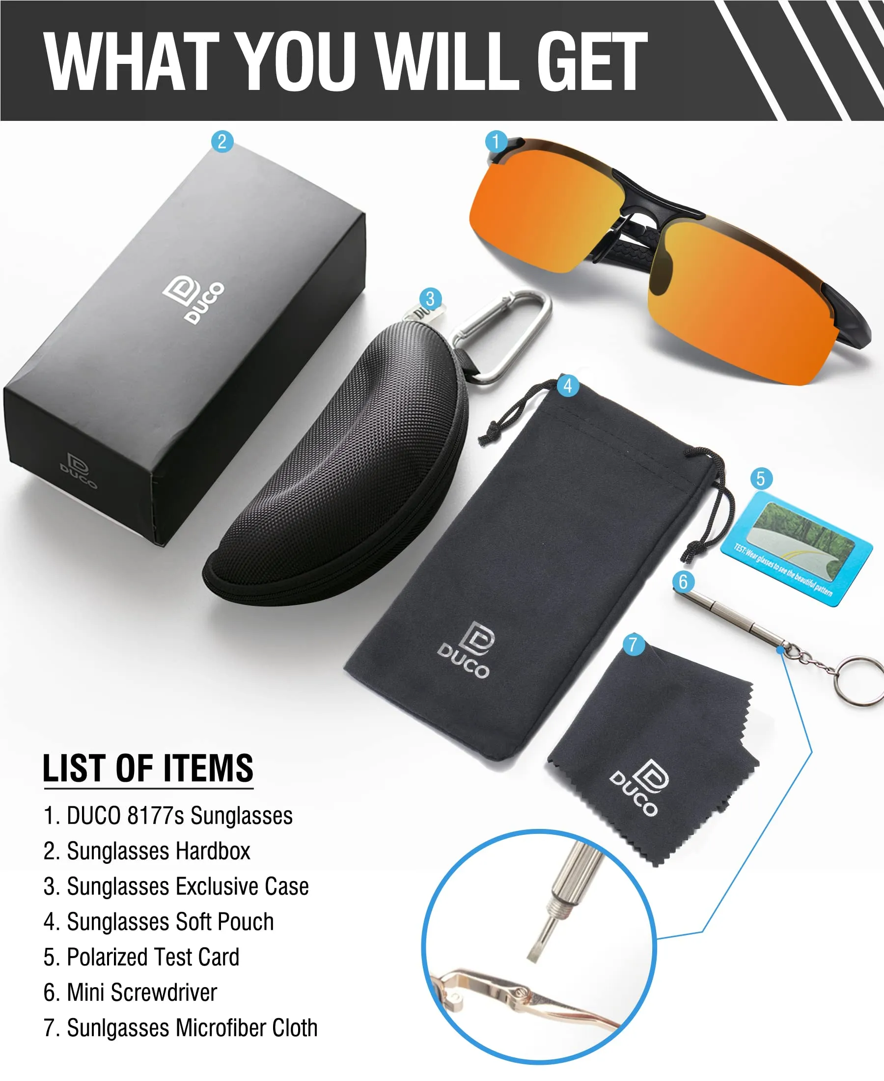 DUCO Men's Polarized Sunglasses for Fishing Driving 8177s