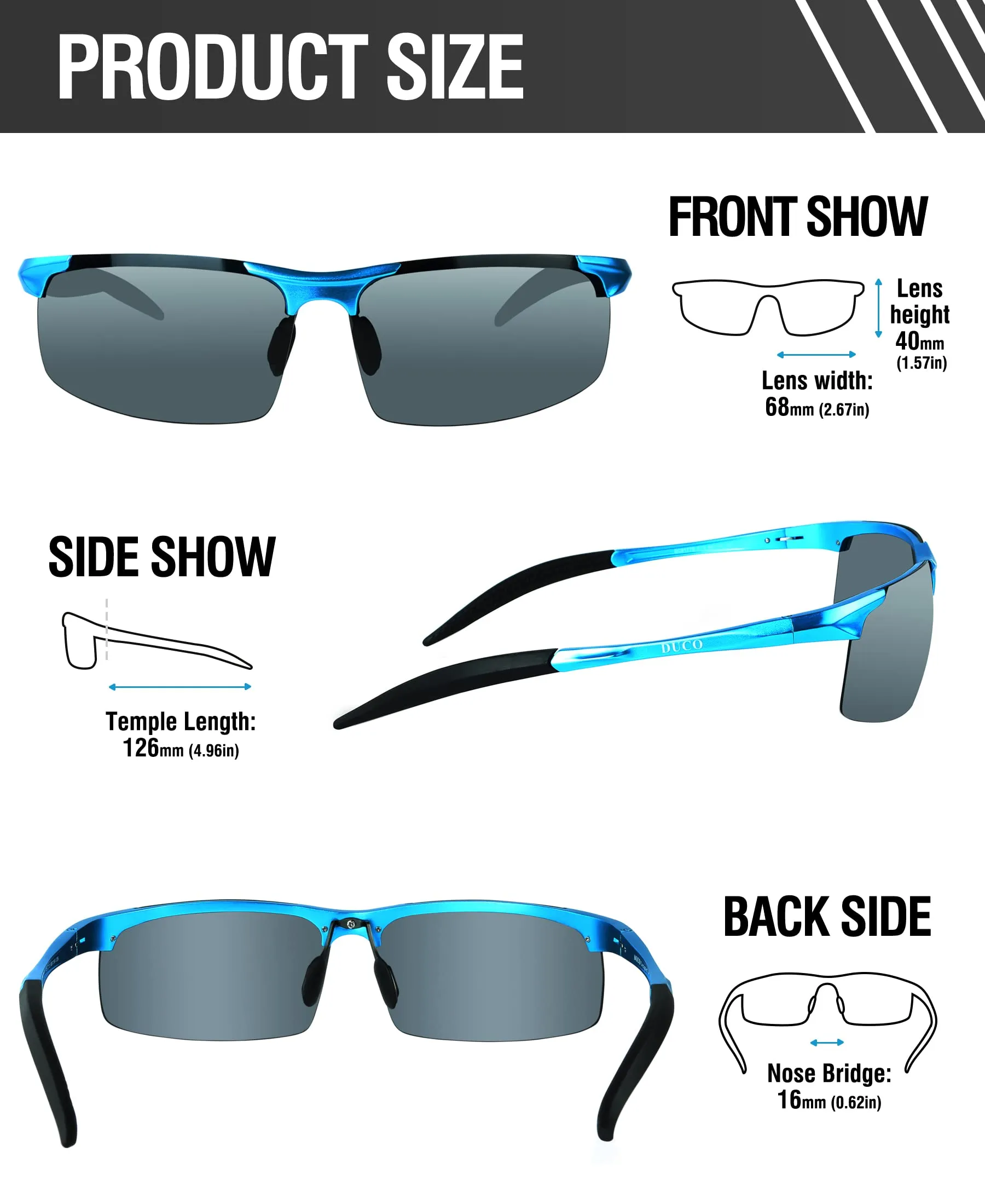 DUCO Men's Polarized Sunglasses for Fishing Driving 8177s
