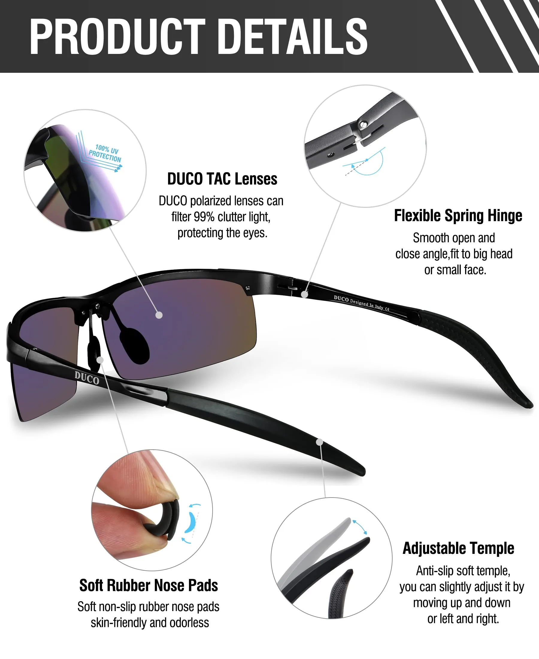 DUCO Men's Polarized Sunglasses for Fishing Driving 8177s