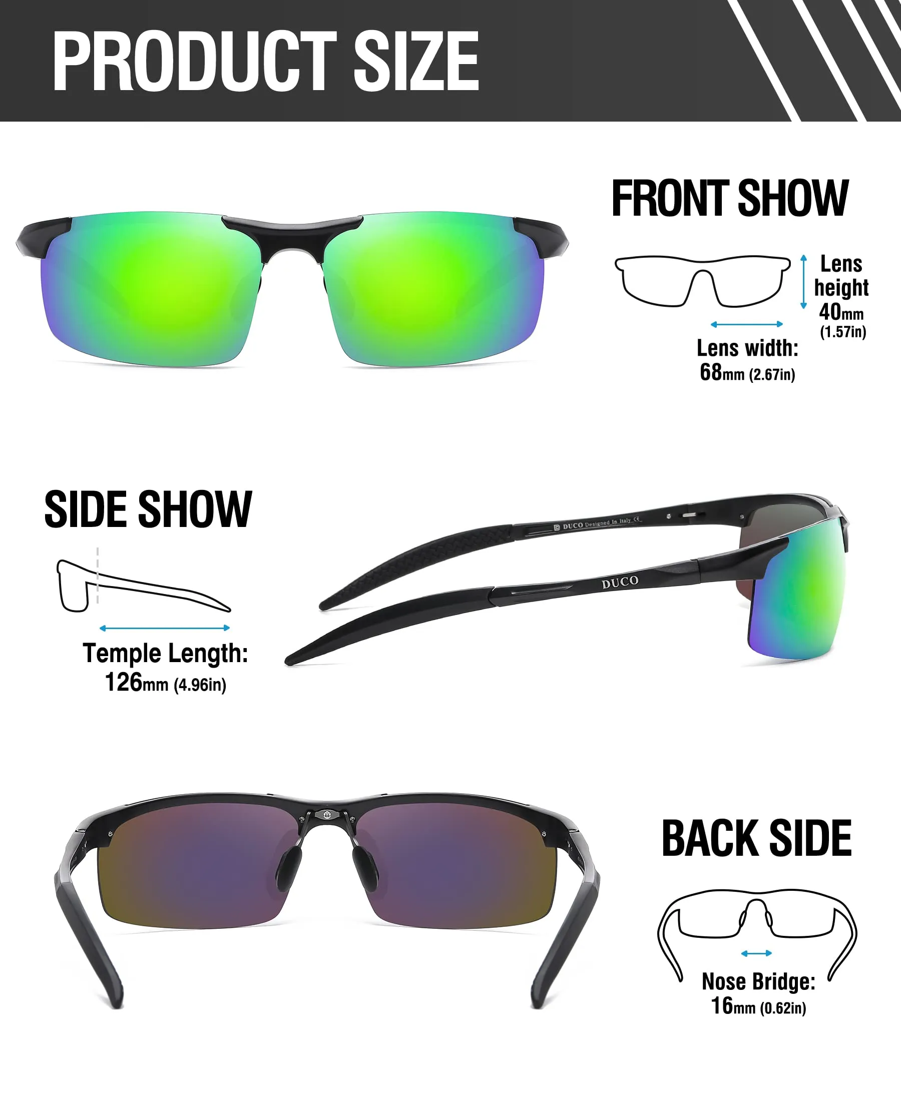 DUCO Men's Polarized Sunglasses for Fishing Driving 8177s