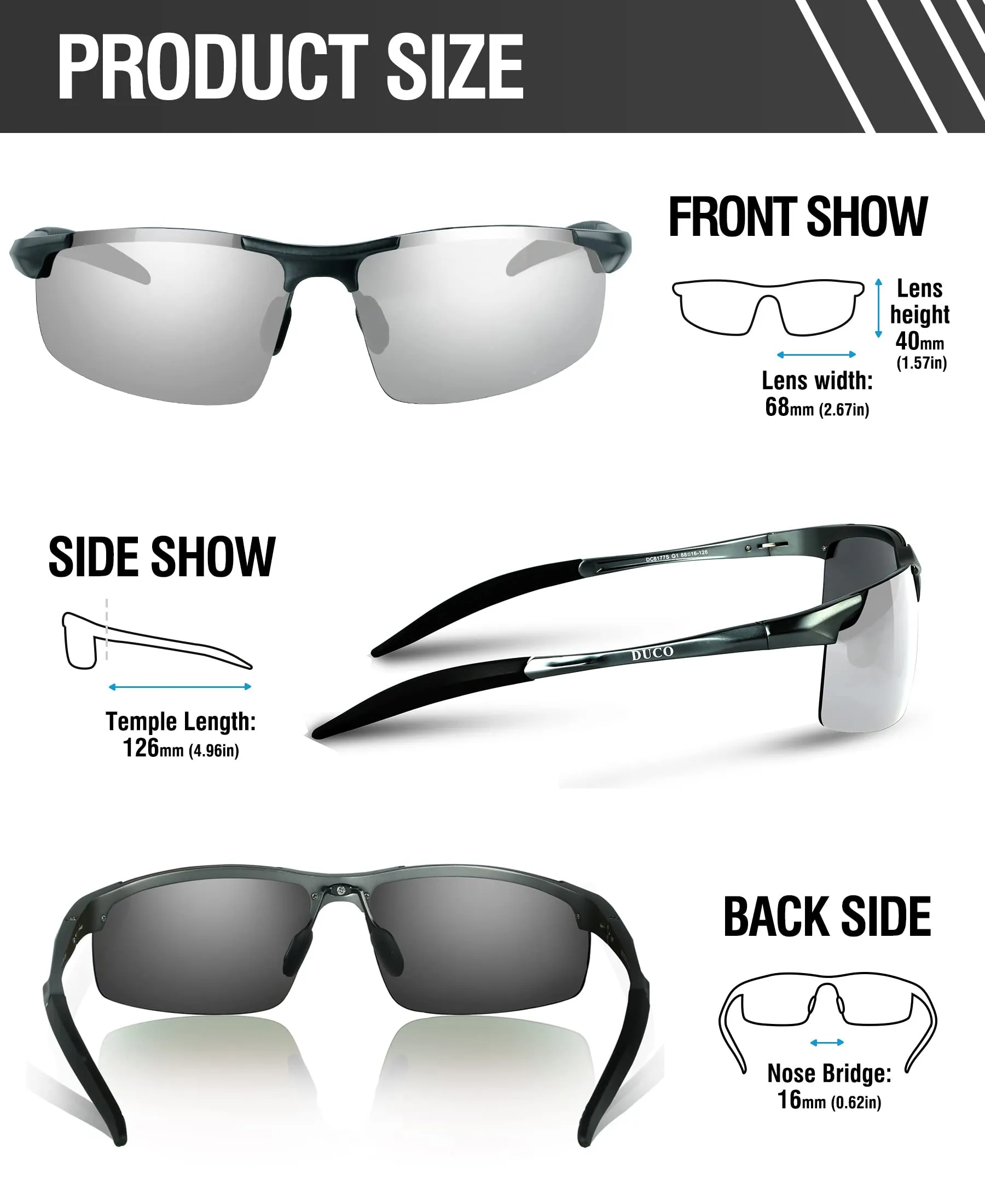 DUCO Men's Polarized Sunglasses for Fishing Driving 8177s