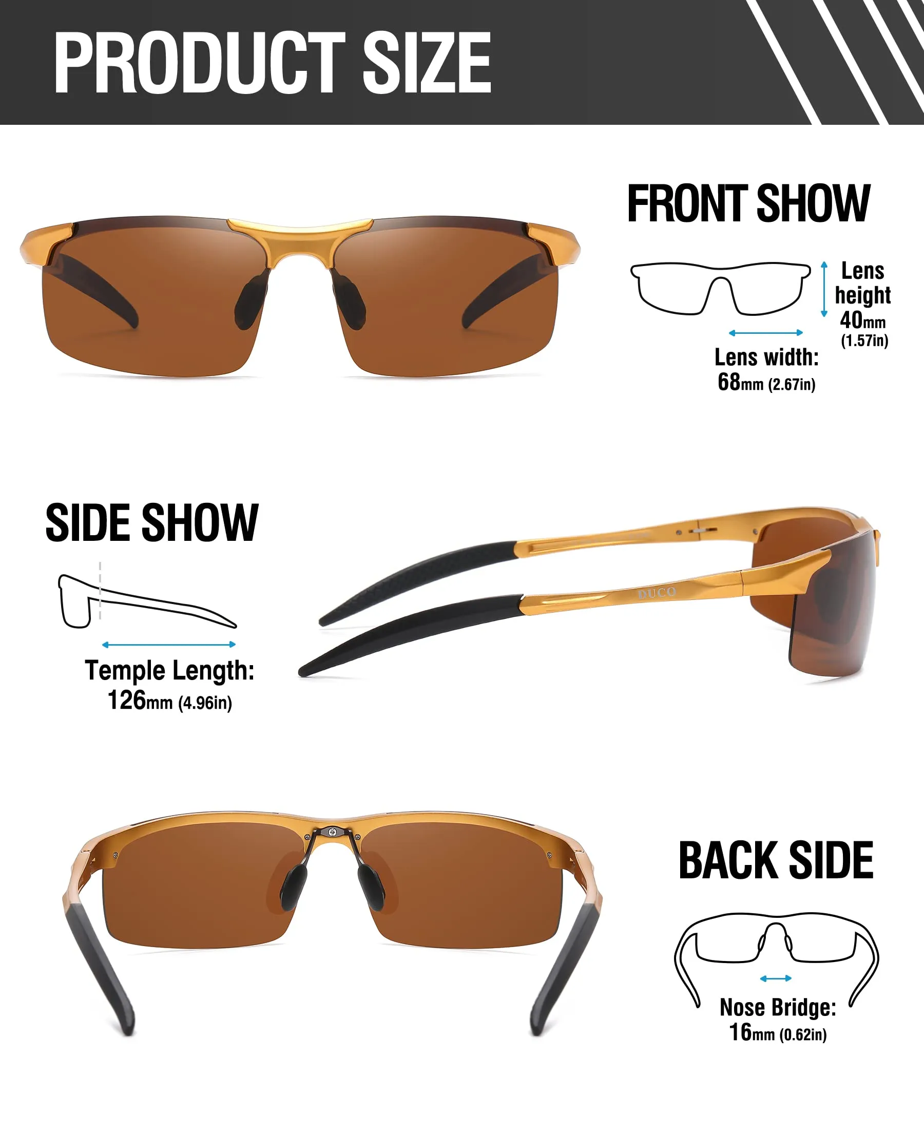 DUCO Men's Polarized Sunglasses for Fishing Driving 8177s