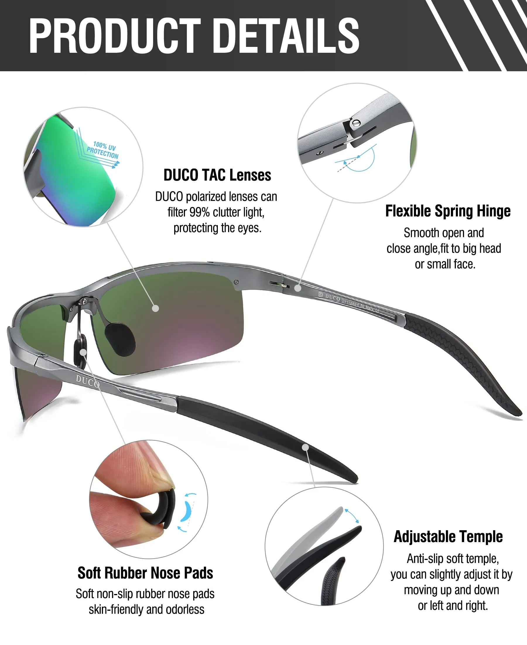 DUCO Men's Polarized Sunglasses for Fishing Driving 8177s
