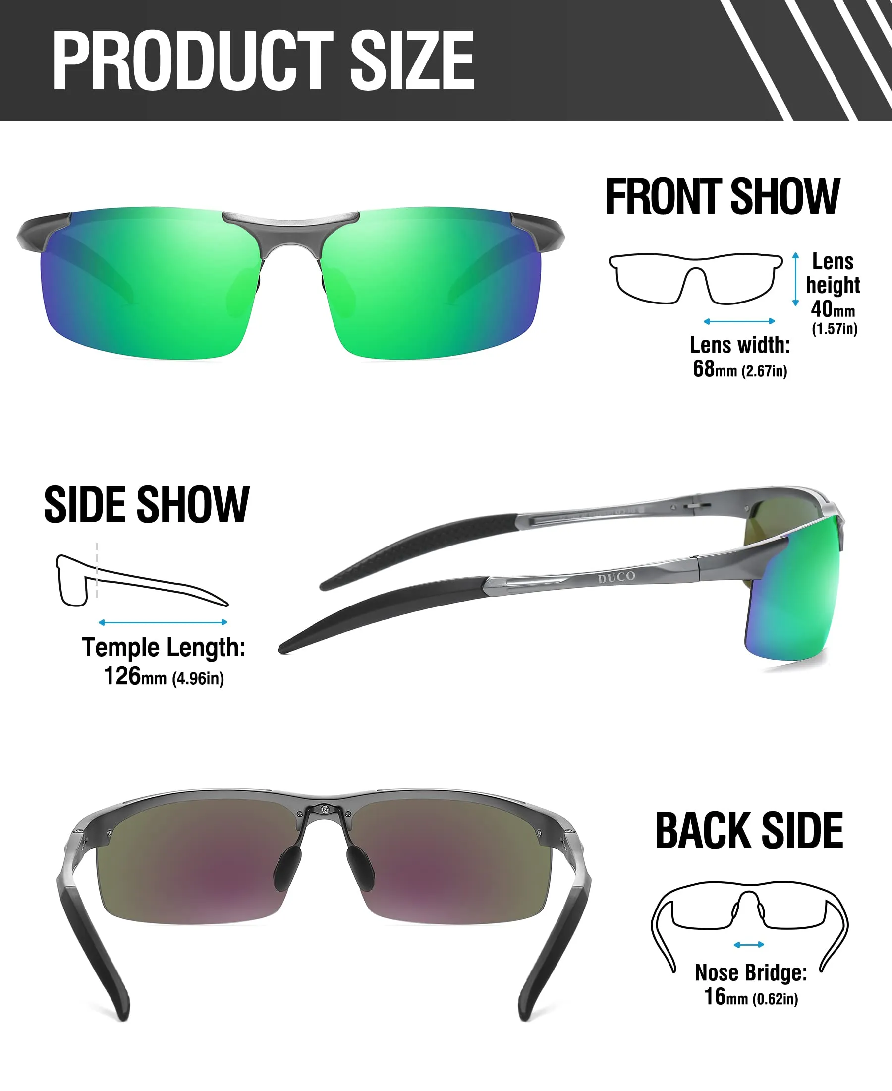 DUCO Men's Polarized Sunglasses for Fishing Driving 8177s