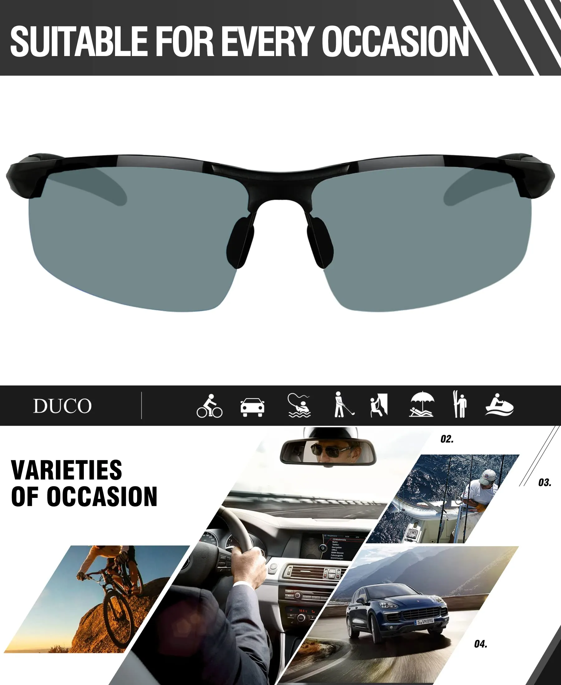 DUCO Men's Polarized Sunglasses for Fishing Driving 8177s
