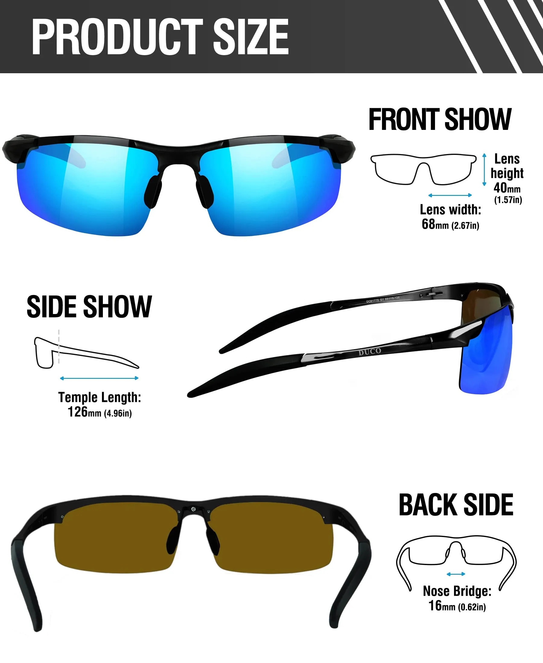 DUCO Men's Polarized Sunglasses for Fishing Driving 8177s