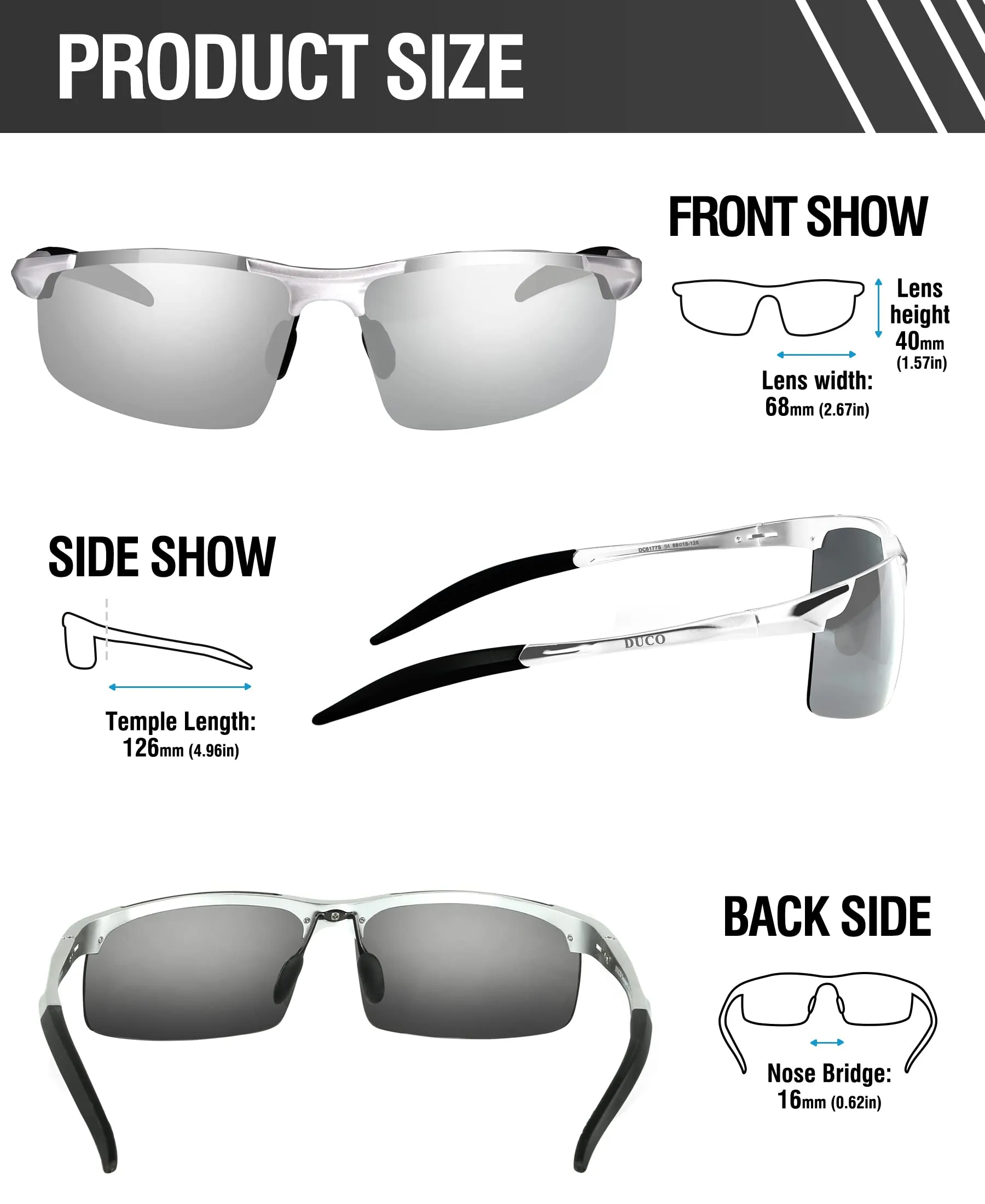 DUCO Men's Polarized Sunglasses for Fishing Driving 8177s