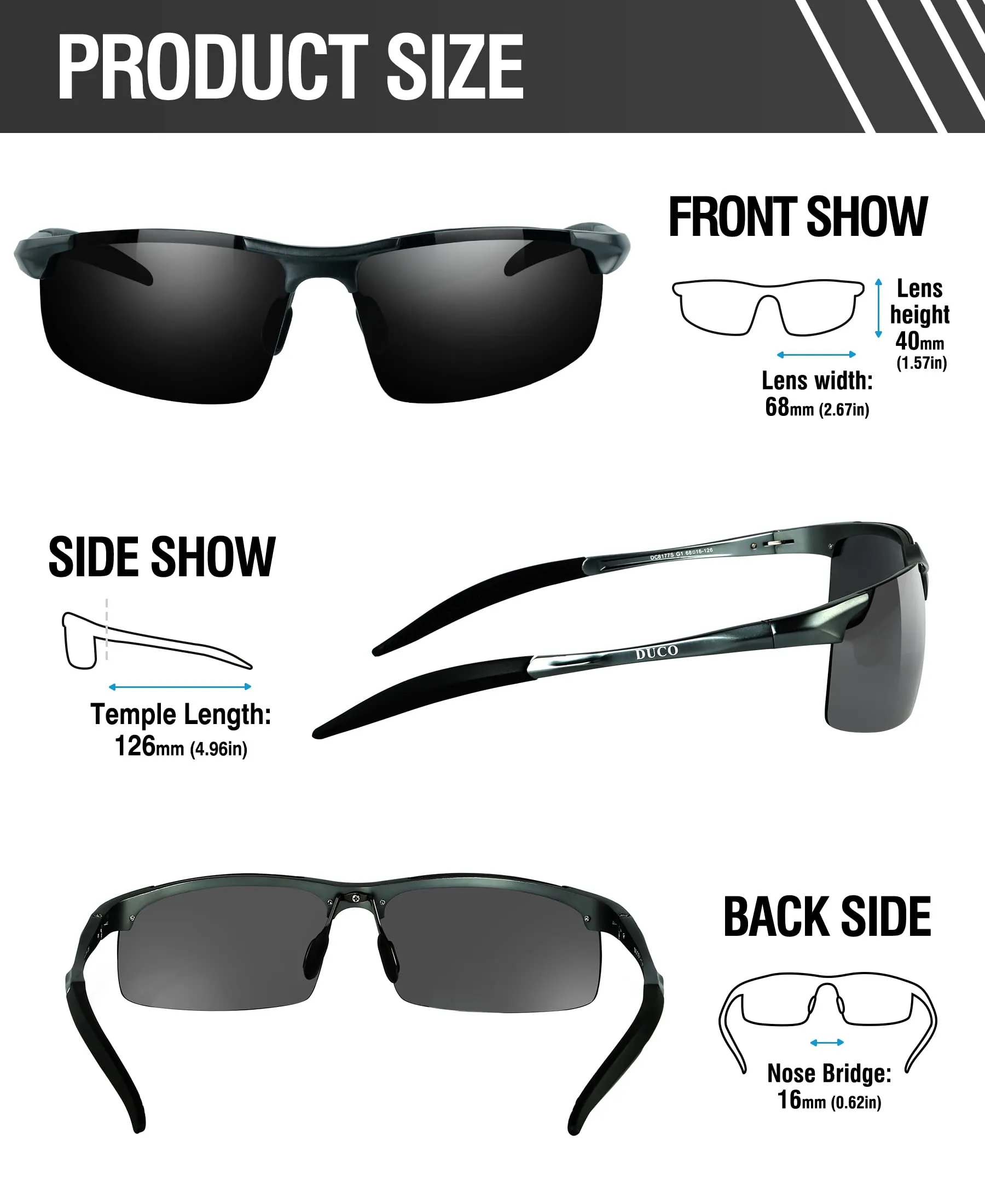DUCO Men's Polarized Sunglasses for Fishing Driving 8177s