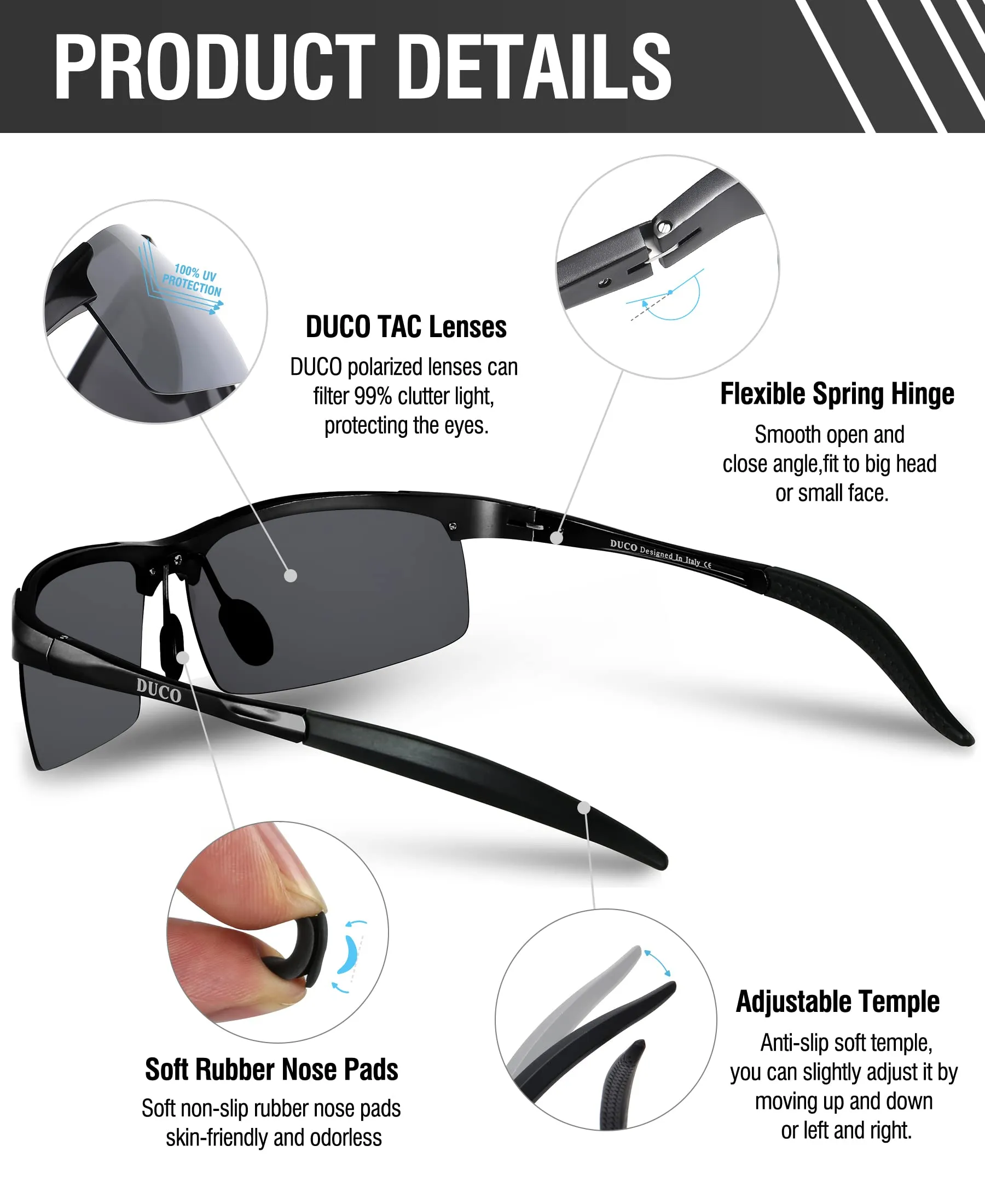 DUCO Men's Polarized Sunglasses for Fishing Driving 8177s