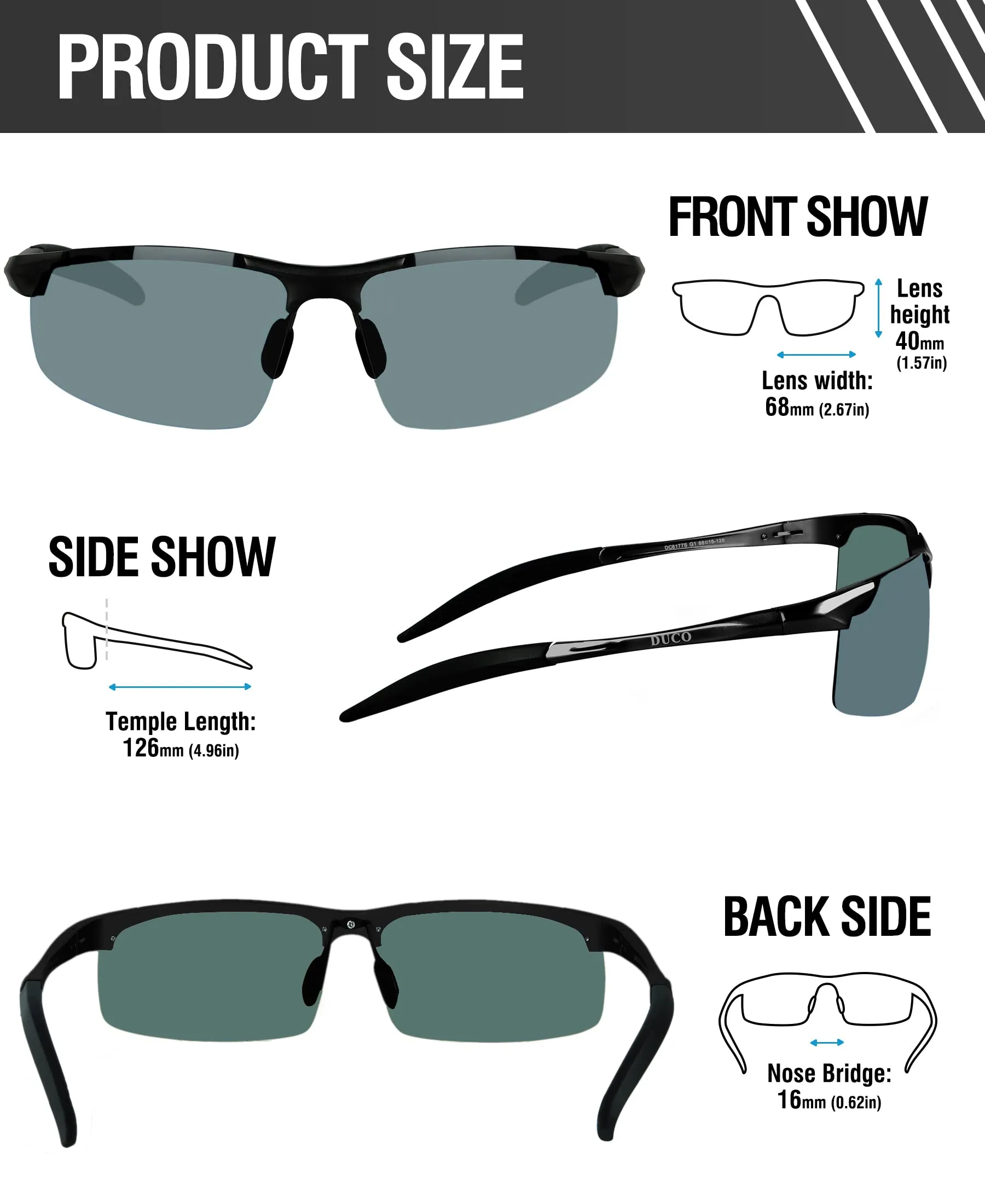 DUCO Men's Polarized Sunglasses for Fishing Driving 8177s