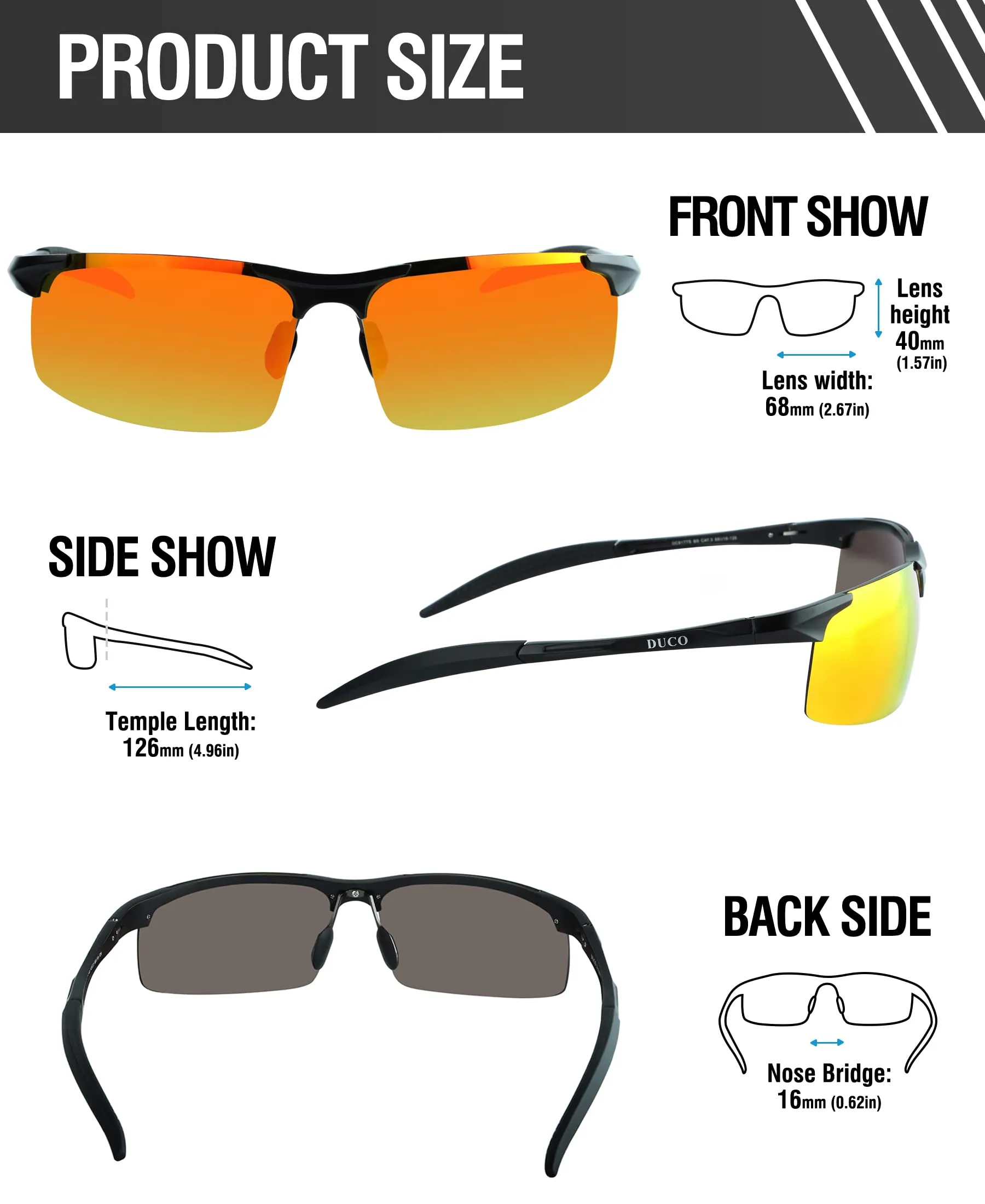 DUCO Men's Polarized Sunglasses for Fishing Driving 8177s