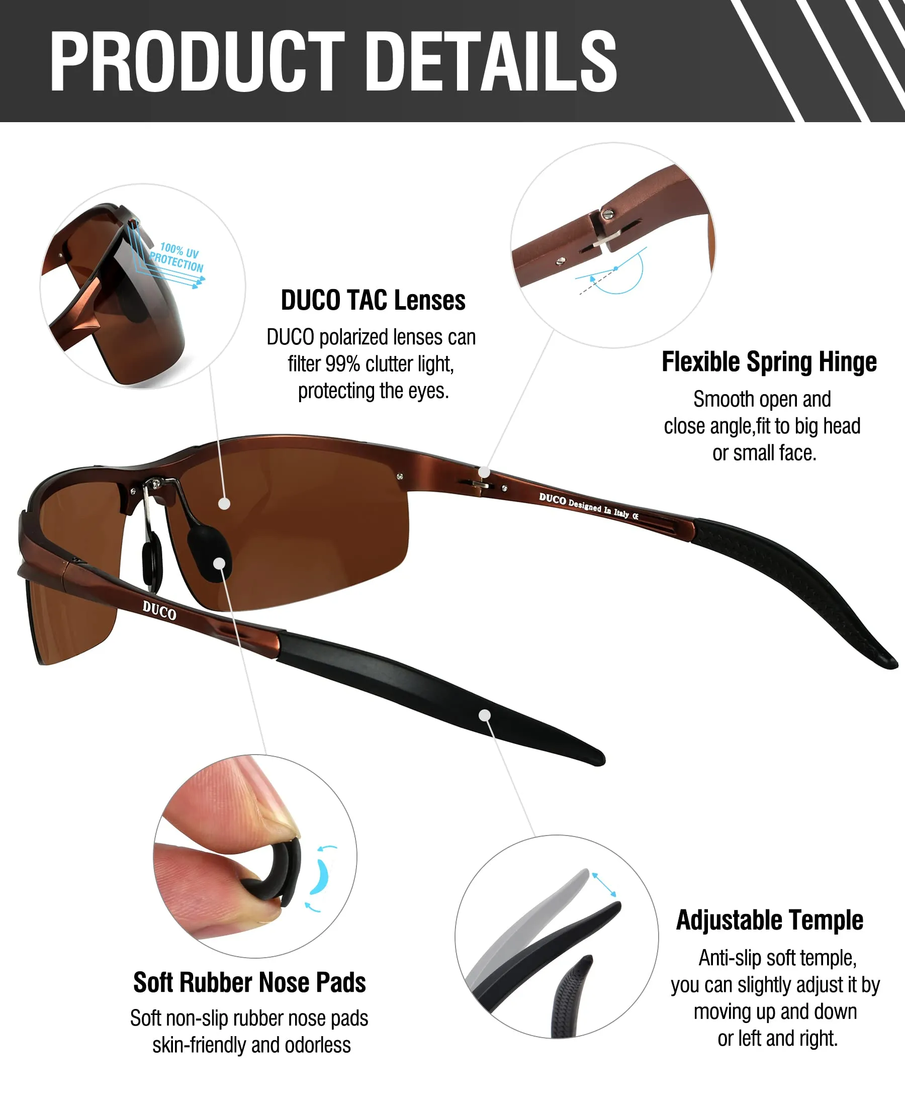 DUCO Men's Polarized Sunglasses for Fishing Driving 8177s
